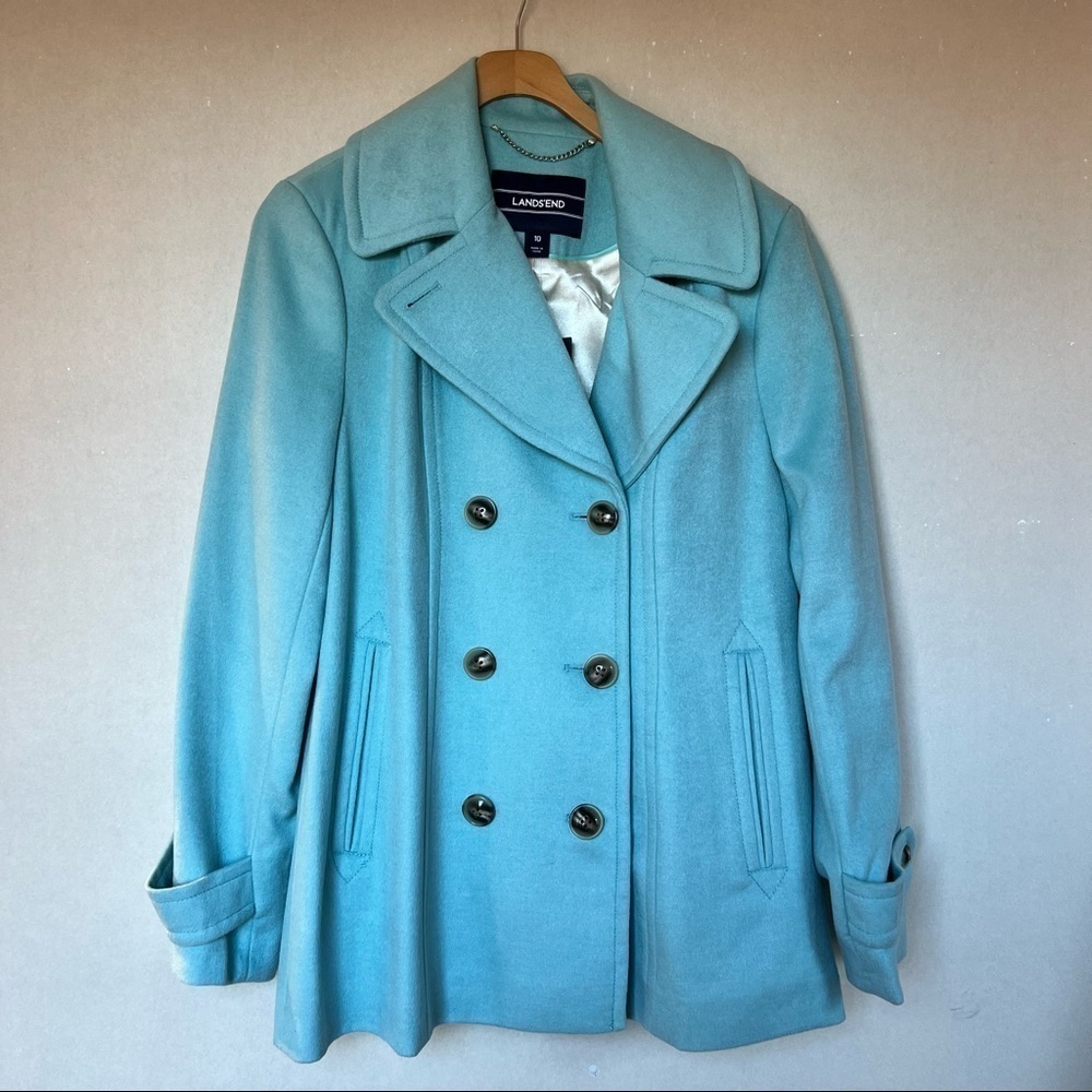 Lands End Blue Wool Peacoat - Picture 2 of 5